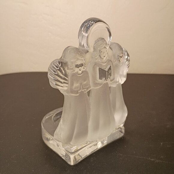 Nybro Swedish Crystal Candle Frosted Glass Angels 5" Christmas Gift Collectable - Picture 9 of 12